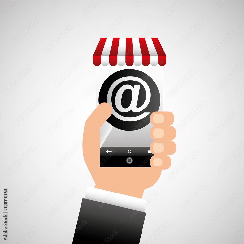 hand holding e-shopping mail design vector illustration eps 10 hand holding e-shopping mail design vector illustration eps 10