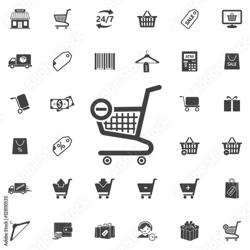 Vector shopping cart icon on the white background
