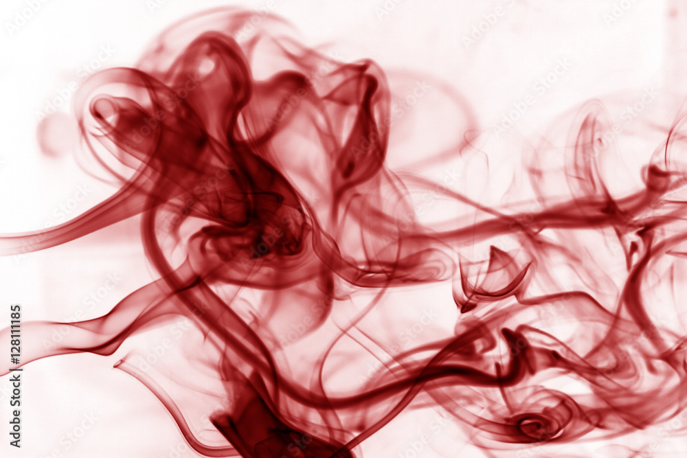 Toxic fumes movement on a white background..Red smoke movement o Toxic fumes movement on a white background..Red smoke movement o