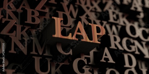 Lap - Wooden 3D rendered letters/message. Can be used for an online banner ad or a print postcard.