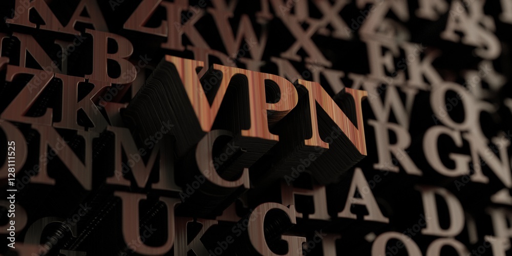 Vpn - Wooden 3D rendered letters/message.  Can be used for an online banner ad or a print postcard.