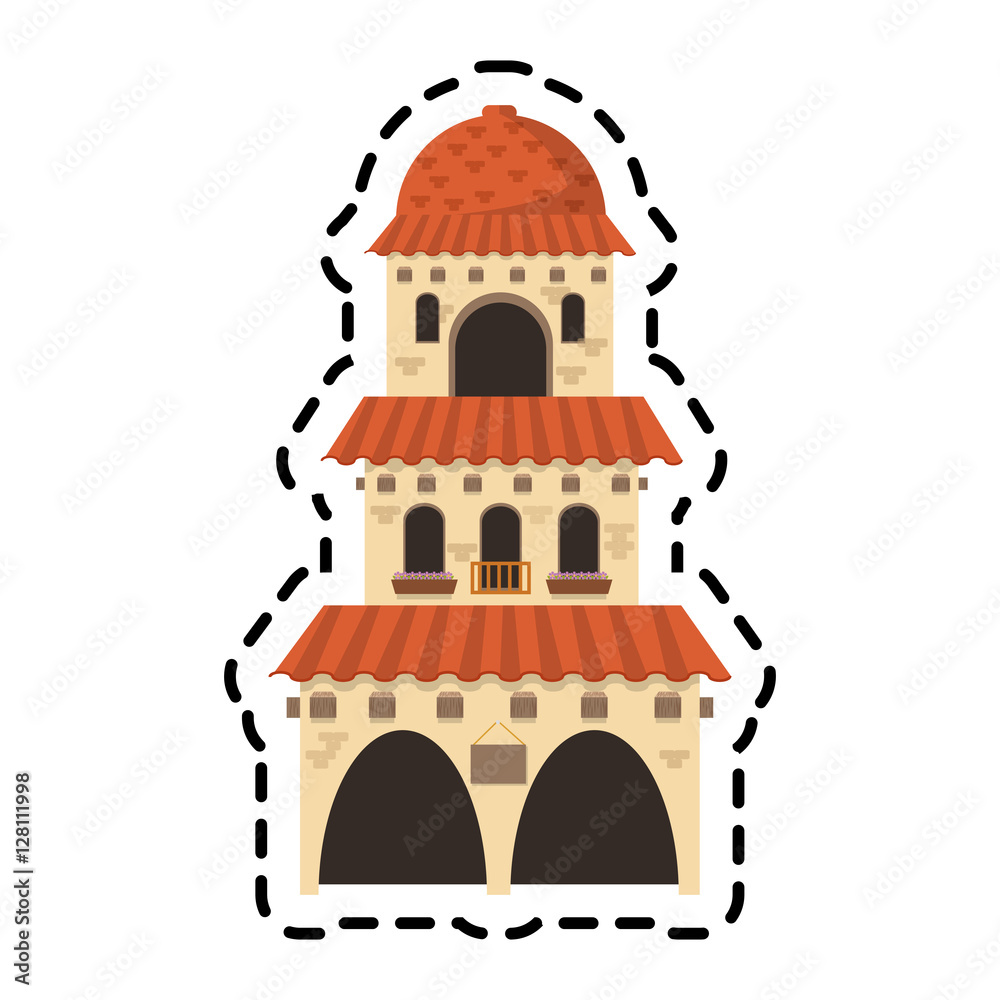 building icon. Mexican culture landmark and latin theme. Isolated design. Vector illustration