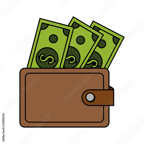 Bills and wallet icon. Money financial item commerce and market theme. Isolated design. Vector illustration