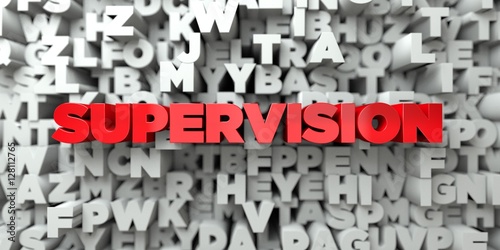 фотографія SUPERVISION -  Red text on typography background - 3D rendered royalty free stock image