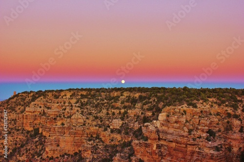 Amazing supermoon during sunset over the Grand Canyon, Arizona