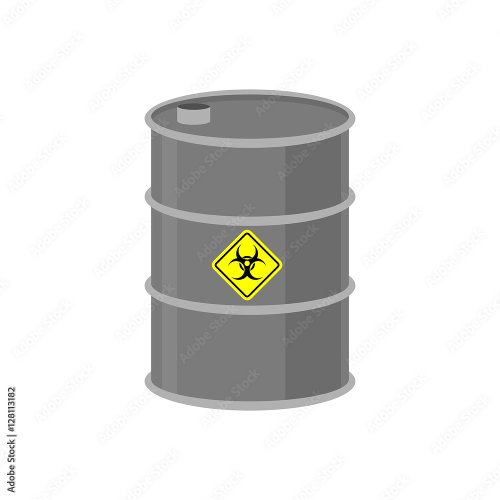 Radioactive waste barrel. Toxic refuse keg. Poisonous liquid cas Radioactive waste barrel. Toxic refuse keg. Poisonous liquid cas