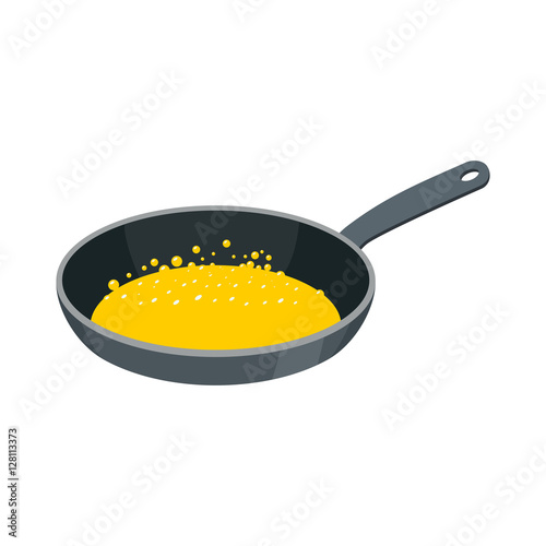 Frying pan with butter isolated. Kitchen utensils for cooking fo