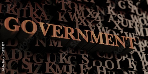 Government - Wooden 3D rendered letters/message. Can be used for an online banner ad or a print postcard.