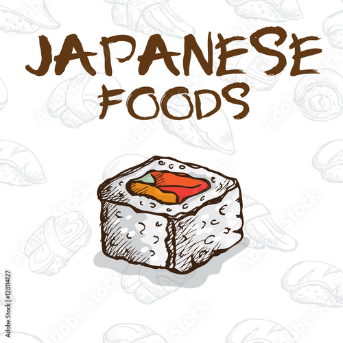  japan food sushi drawing graphic  design objects