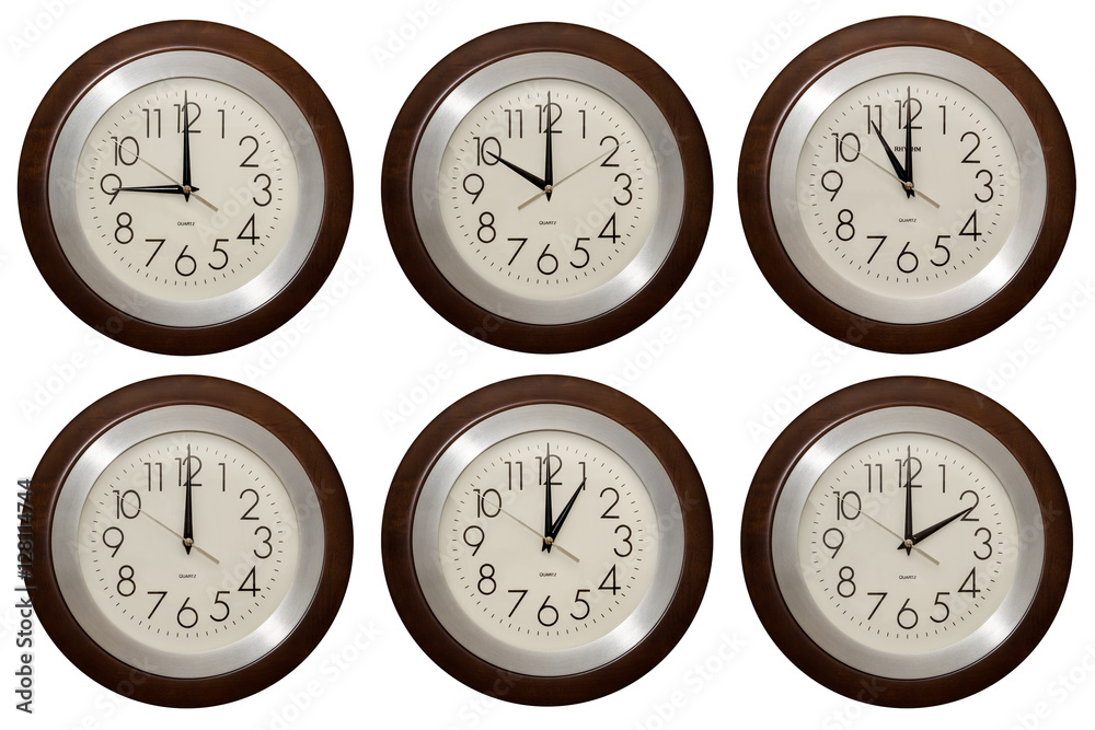 Wall clock isolated on the white background. 