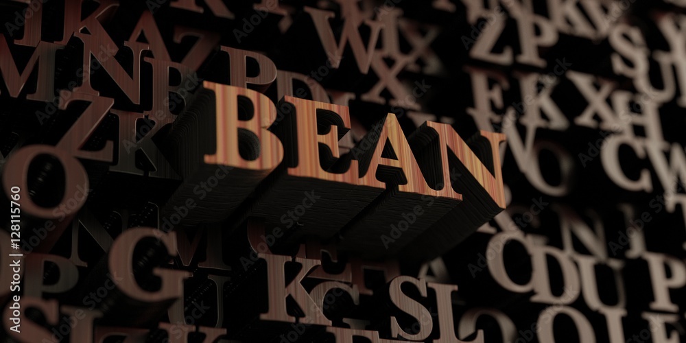 Bean - Wooden 3D rendered letters/message.  Can be used for an online banner ad or a print postcard.