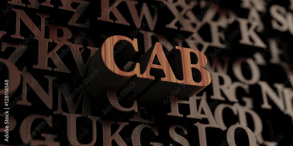 Cab - Wooden 3D rendered letters/message.  Can be used for an online banner ad or a print postcard.