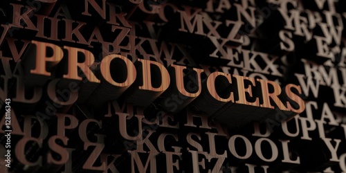Producers - Wooden 3D rendered letters/message. Can be used for an online banner ad or a print postcard.