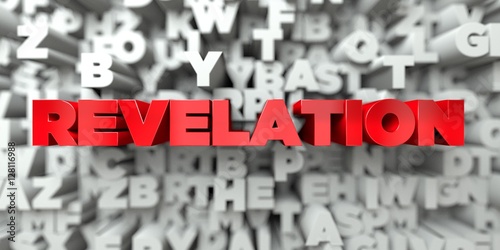 фотографія REVELATION -  Red text on typography background - 3D rendered royalty free stock image