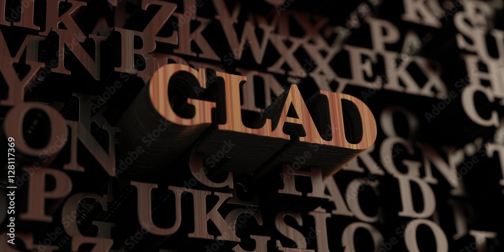 Glad - Wooden 3D rendered letters/message.  Can be used for an online banner ad or a print postcard.