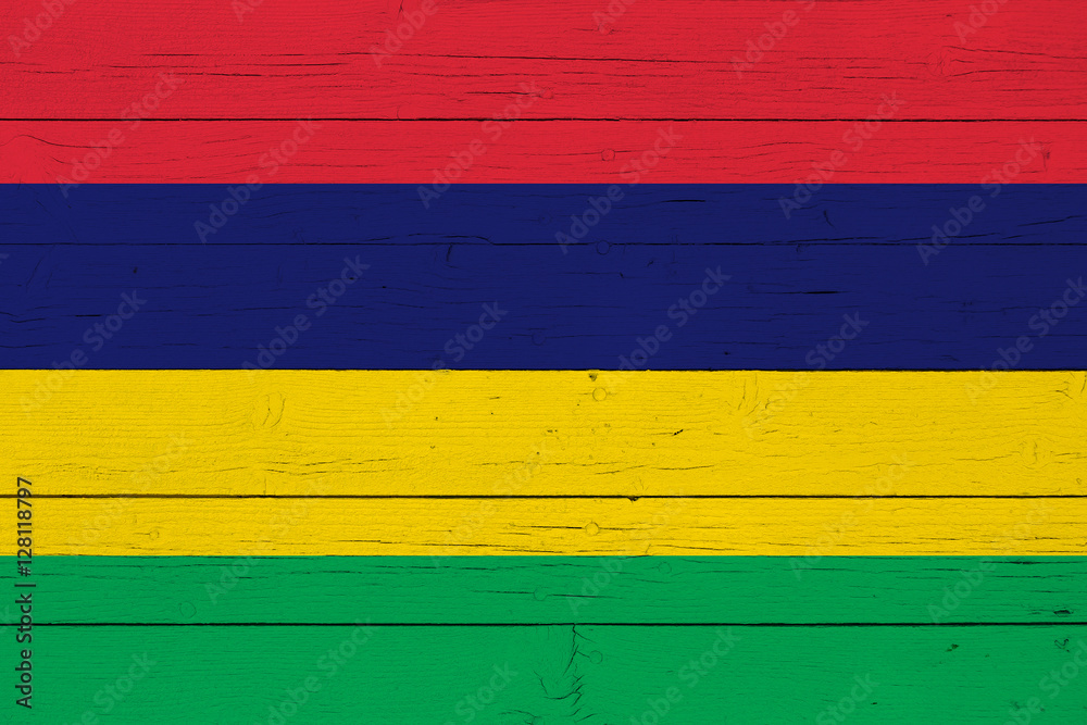 Flag of Mauritius on wooden background