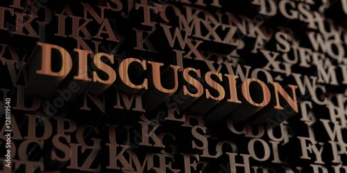 Discussion - Wooden 3D rendered letters/message. Can be used for an online banner ad or a print postcard.