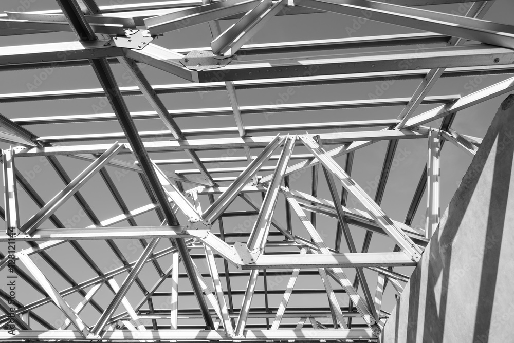 Structure of steel roof. Structure of steel roof.