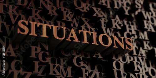 Situations - Wooden 3D rendered letters/message. Can be used for an online banner ad or a print postcard.