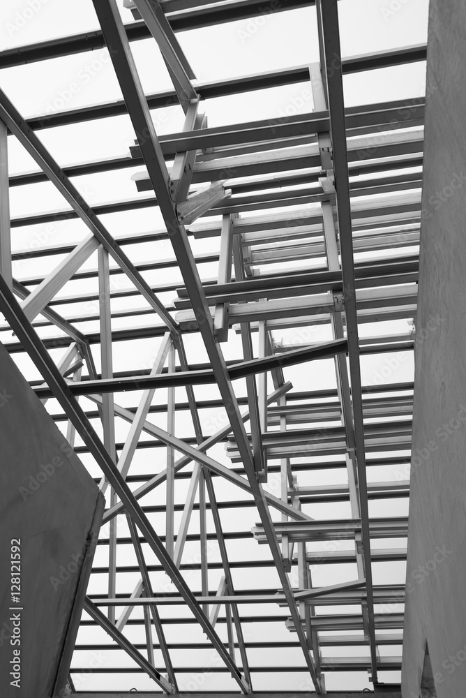 Structure of steel roof.