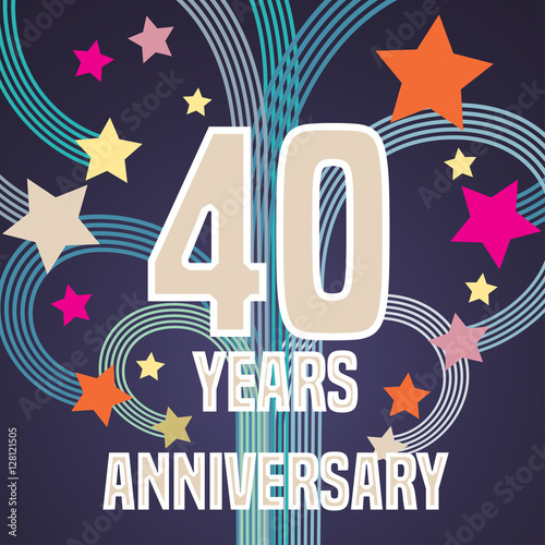 40 years anniversary vector illustration, banner, flyer, icon