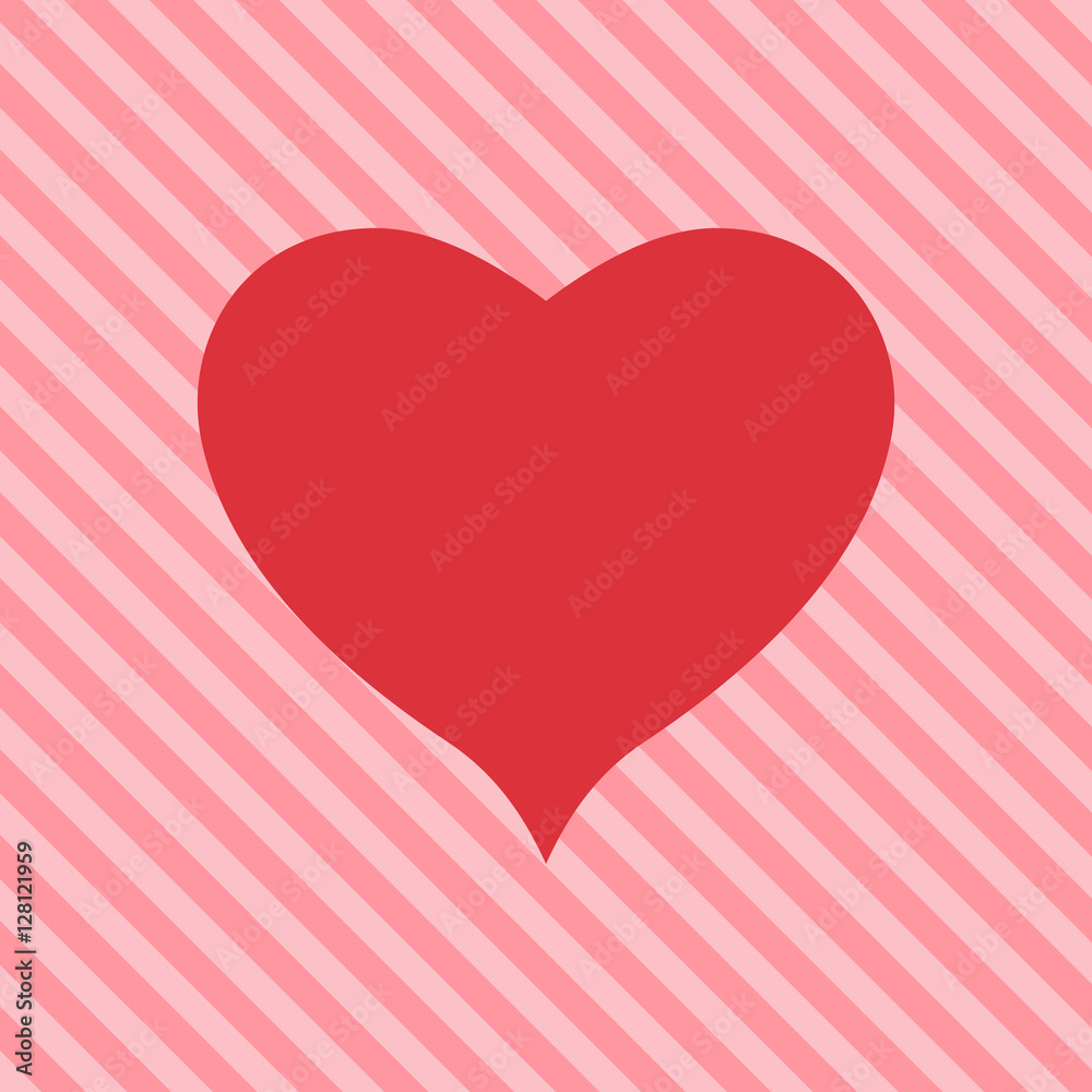 red heart on a pink striped background. Valentine.