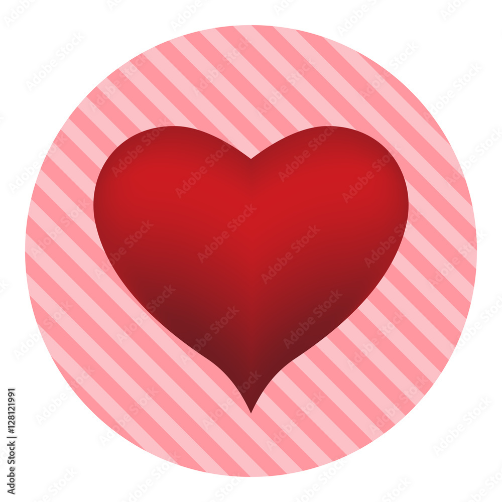 Valentine. red heart in a circle. pink striped background. vector icon. Valentine. red heart in a circle. pink striped background. vector icon.