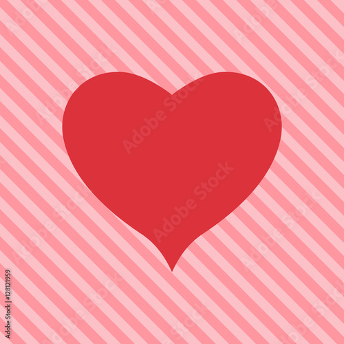 red heart on a pink striped background. Valentine.