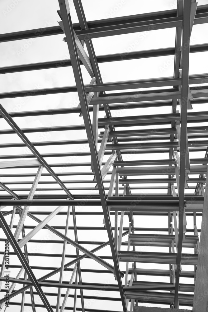 Structure of steel roof. Structure of steel roof.