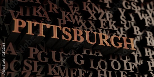 Pittsburgh - Wooden 3D rendered letters/message. Can be used for an online banner ad or a print postcard.