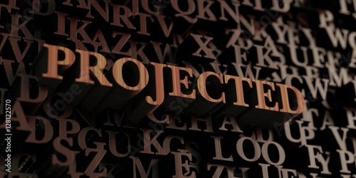 Projected - Wooden 3D rendered letters/message. Can be used for an online banner ad or a print postcard.