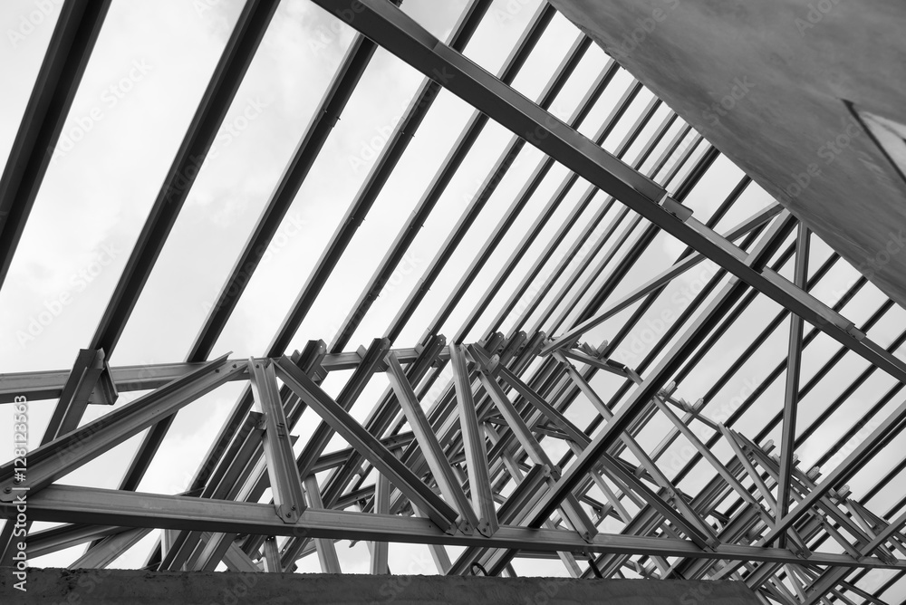 Structure of steel roof.