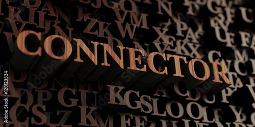 Connector - Wooden 3D rendered letters/message. Can be used for an online banner ad or a print postcard.