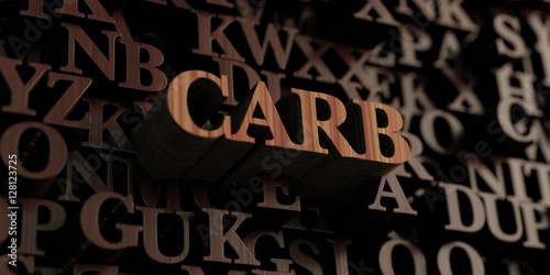 Carb - Wooden 3D rendered letters/message. Can be used for an online banner ad or a print postcard.