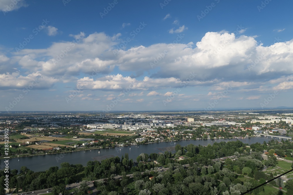 Panorama of the so called Old Danube in Vienna, Austria