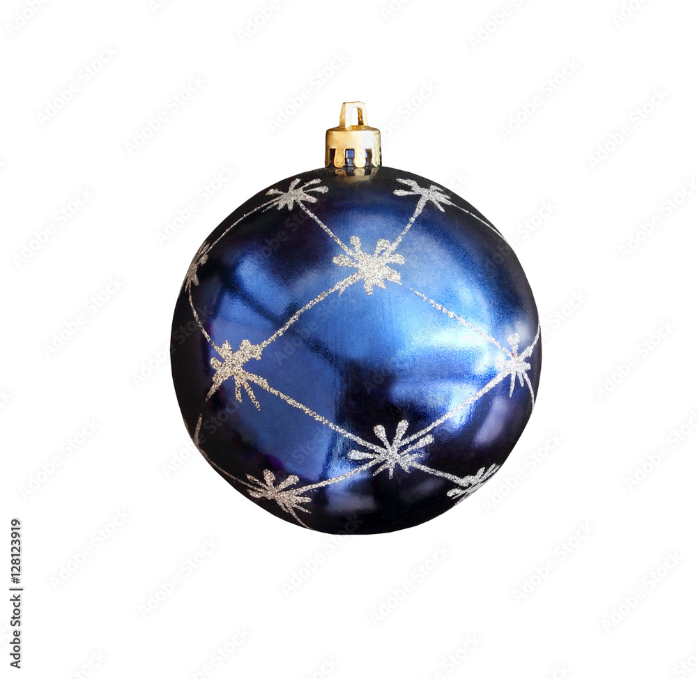 Christmas toy - a ball of blue isolated on white background with clipping path Christmas toy - a ball of blue isolated on white background with clipping path