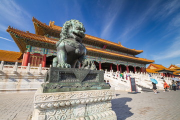 Wandcirkels China Chinese wachtleeuw Verboden Stad Peking  © chrwittm