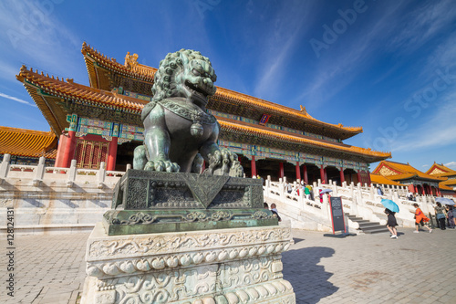 Chinese guardian lion, Forbidden City, Beijing, China photo