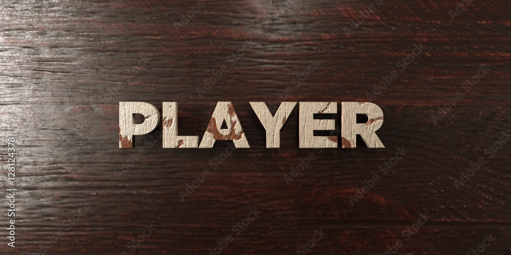 Naklejka premium Player - grungy wooden headline on Maple - 3D rendered royalty free stock image. This image can be used for an online website banner ad or a print postcard.