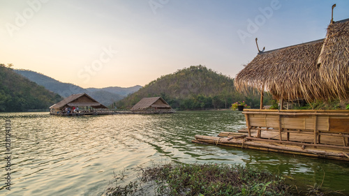 Beautiful view of lake (Khao wong resevoir) in evening