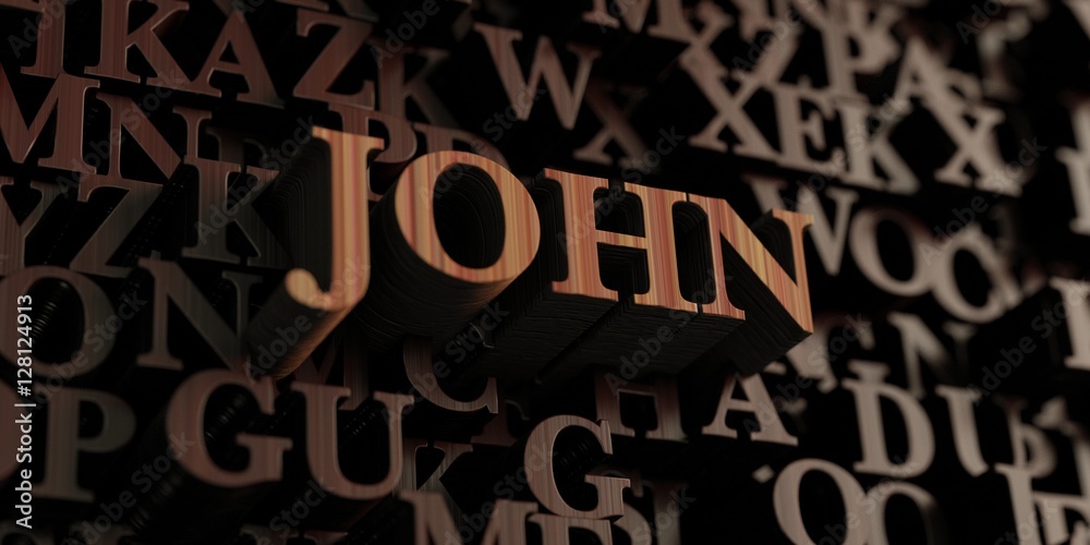 John - Wooden 3D rendered letters/message.  Can be used for an online banner ad or a print postcard.