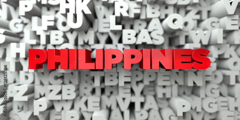 PHILIPPINES - Red text on typography background - 3D rendered royalty free stock image. This image can be used for an online website banner ad or a print postcard. PHILIPPINES - Red text on typography background - 3D rendered royalty free stock image. This image can be used for an online website banner ad or a print postcard.