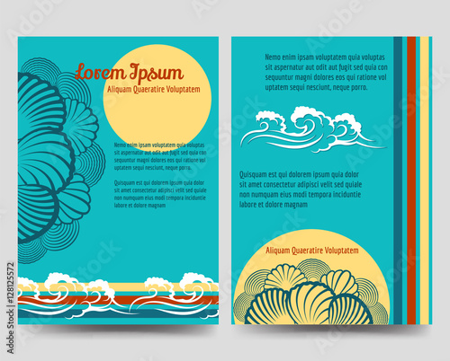 Sea style brochure flyers template design vector