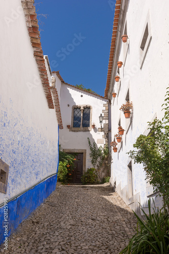 Empty street in Obidos, a medieval town in Portugal © kelifamily
