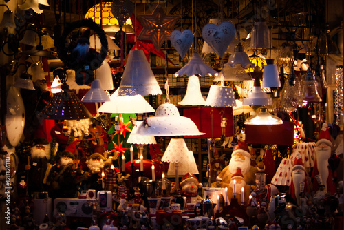 Christmas decoration on the Christmas Market or Weihnachtsmarkt in Nuremberg  Germany.