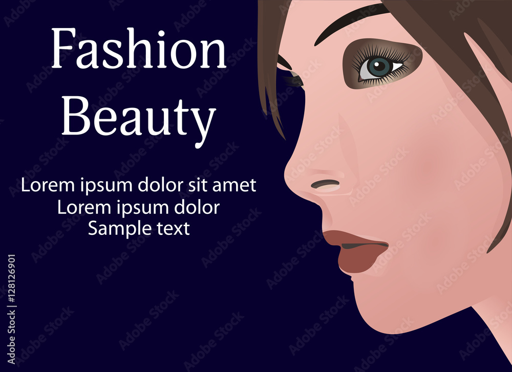 Profile of a beautiful girl on a background for your text. Vector illustration.