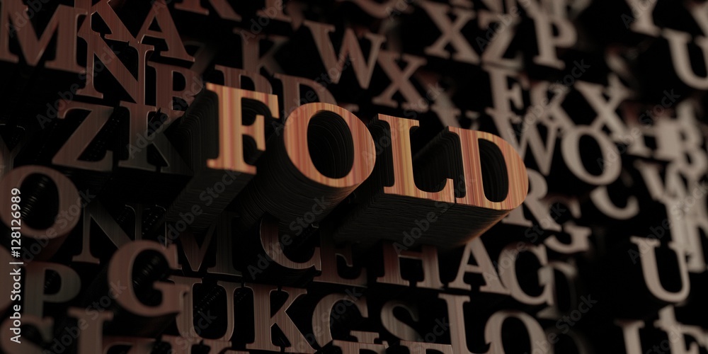 Fold - Wooden 3D rendered letters/message.  Can be used for an online banner ad or a print postcard.