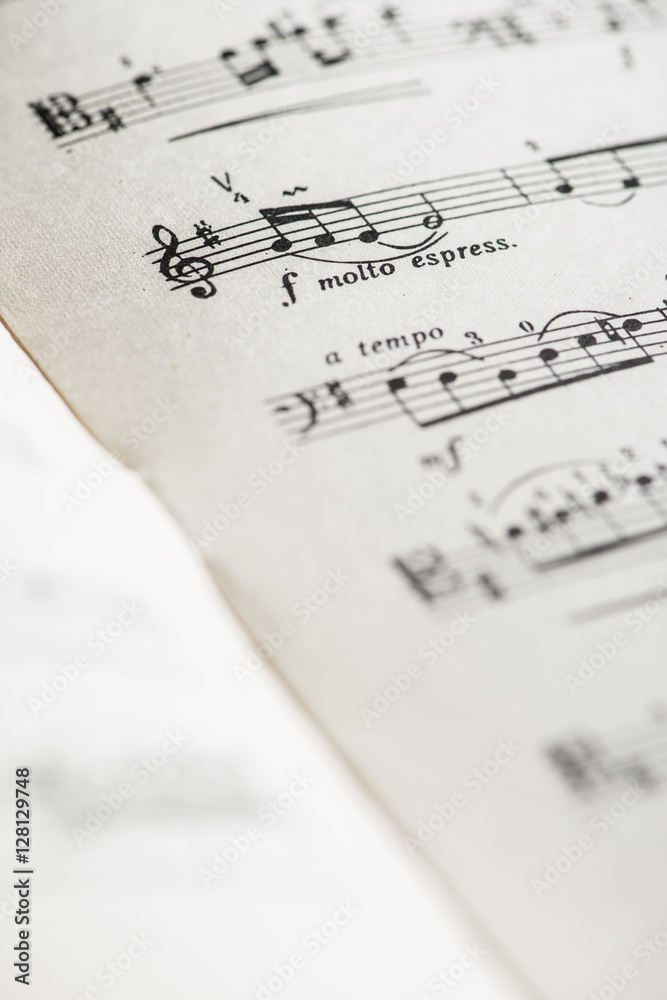 Naklejka premium Music notation book. Page with music notes