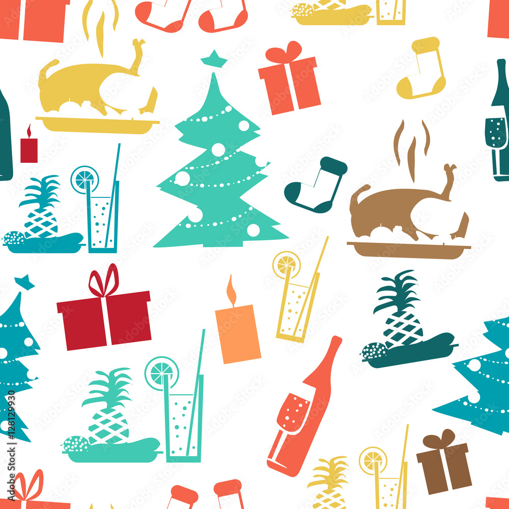 Seamless textile pattern for a Christmas theme flat style Seamless textile pattern for a Christmas theme flat style