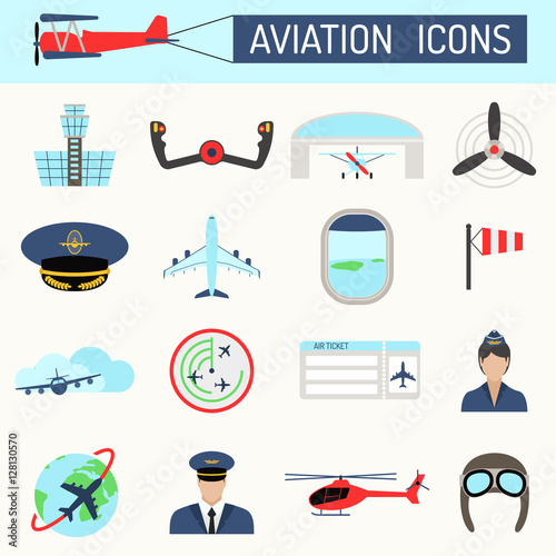Aviation icons vector set.